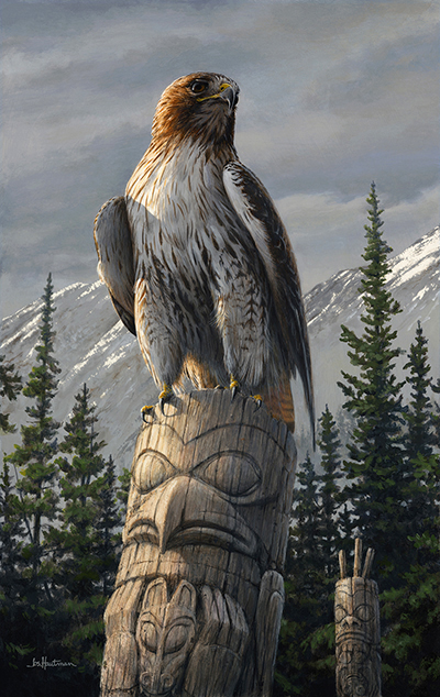 Red-tailed hawk painting